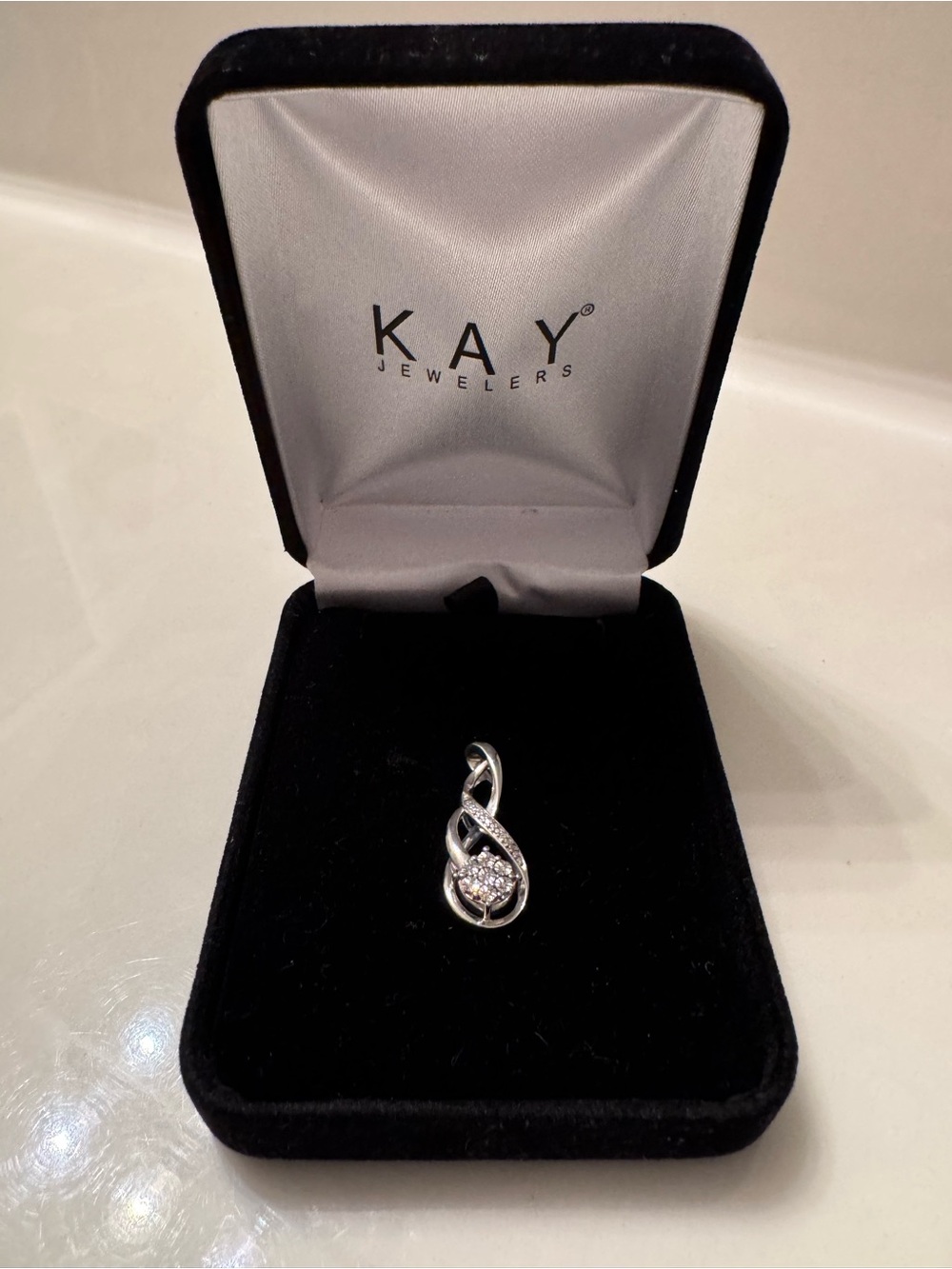 Kay Jewelers Diamond Twist Infinity Cluster Pendant in Sterling Silver